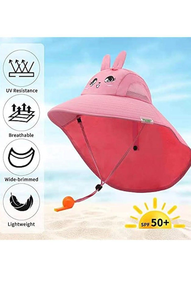 روكاوات قبعة دلو الأطفال upf50+ حماية أشعة الشمس قبعة شمس القبعات الكبيرة الشاطئية المليئة بالشاطئ مع شبكة وقبعة صياد ذقن قابلة للتعديل للبنات الفتيات 3-8 سنة - Image 2