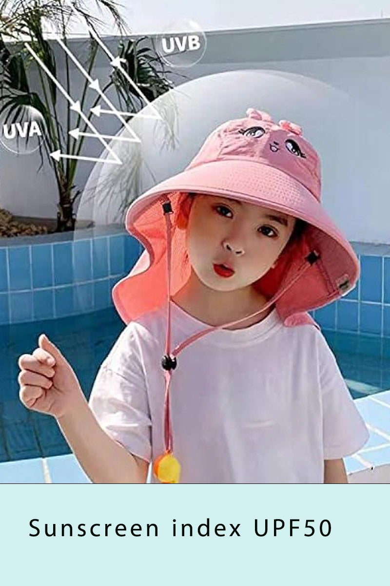 روكاوات قبعة دلو الأطفال upf50+ حماية أشعة الشمس قبعة شمس القبعات الكبيرة الشاطئية المليئة بالشاطئ مع شبكة وقبعة صياد ذقن قابلة للتعديل للبنات الفتيات 3-8 سنة - Image 3