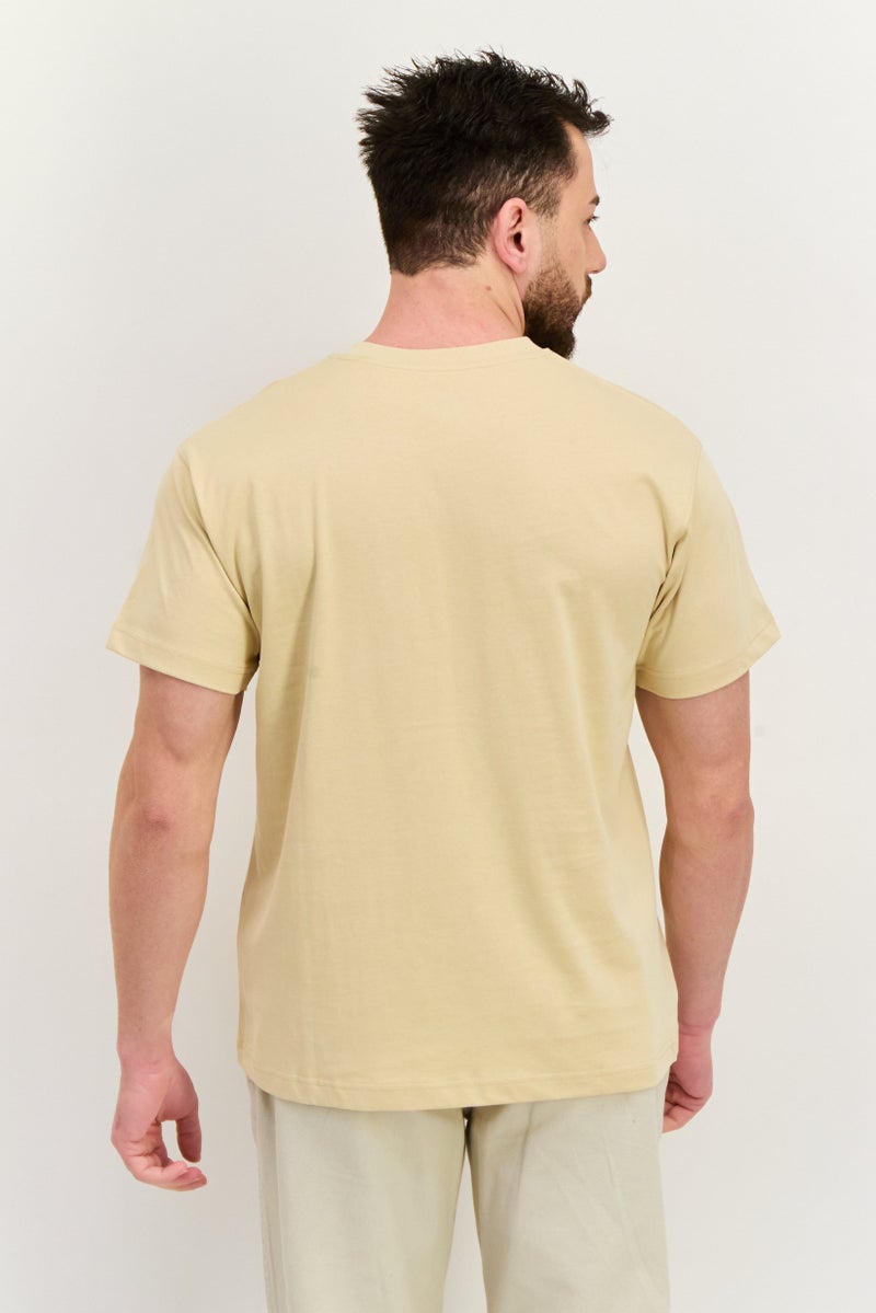 ESPRIT Men Crew Neck Short Sleeve Brand Logo T-Shirt, Light Beige - Image 4