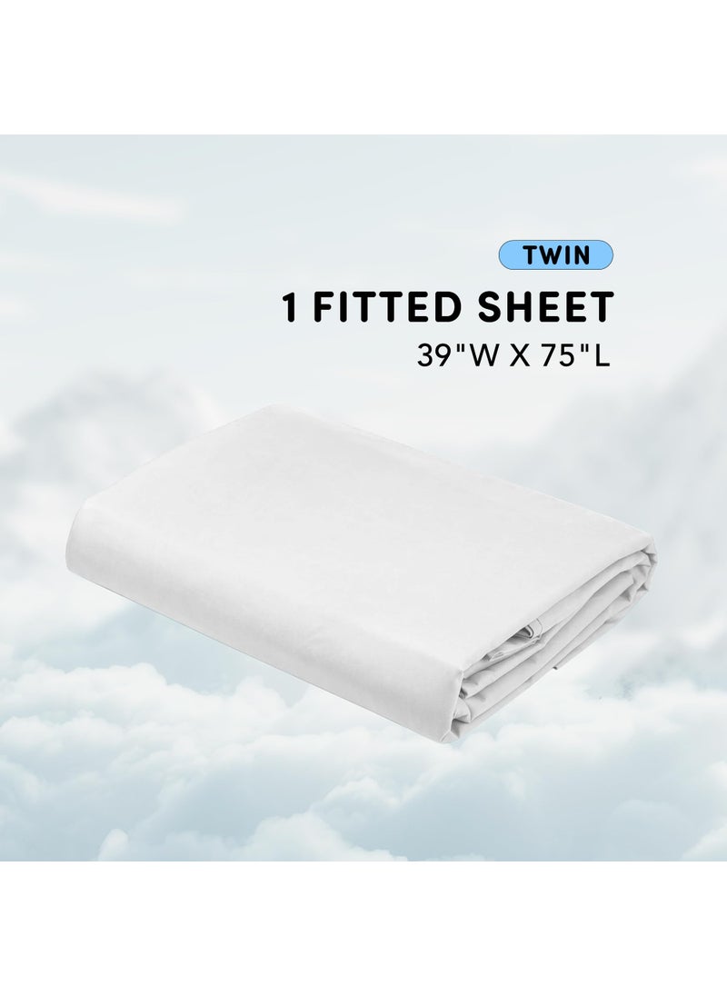 Comfort Spaces Comfort Spaces Coolmax Moisture Wicking Fitted Sheet ONLY Super Soft  Fade Resistant  All Elastic Deep Pocket Fits Up to 16"" Mattress - Warm Weather Cooling Sheets for Night Sweats  Twin  White  - Image 2