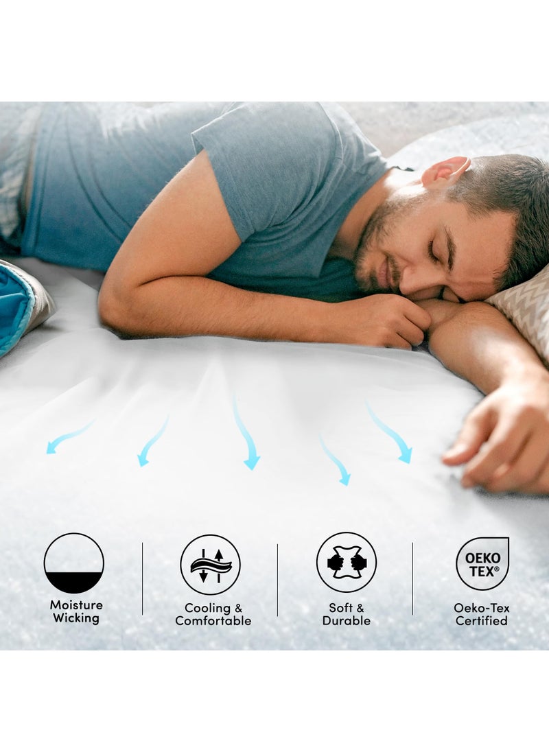 Comfort Spaces Comfort Spaces Coolmax Moisture Wicking Fitted Sheet ONLY Super Soft  Fade Resistant  All Elastic Deep Pocket Fits Up to 16"" Mattress - Warm Weather Cooling Sheets for Night Sweats  Twin  White  - Image 5