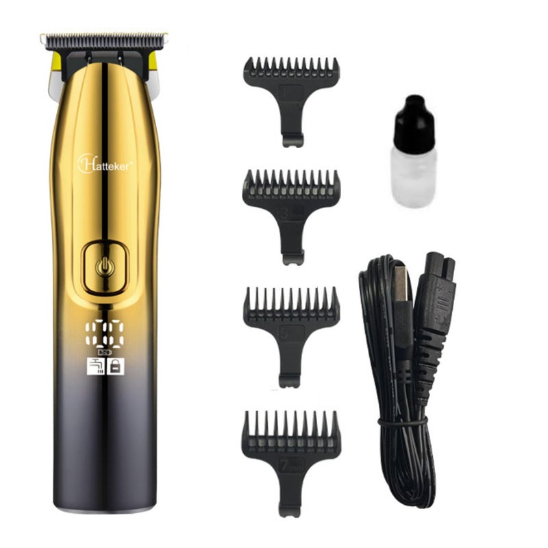 Hatteker HT667 Digital Display Pro Li Outliner Cordless T Blade Trimmer Professional 01 Gaped Outlining For Barbers 01Mm Balding Shape up IPX7 Waterproof Powerful Rotary Motor 180 Min Runtime - Image 1