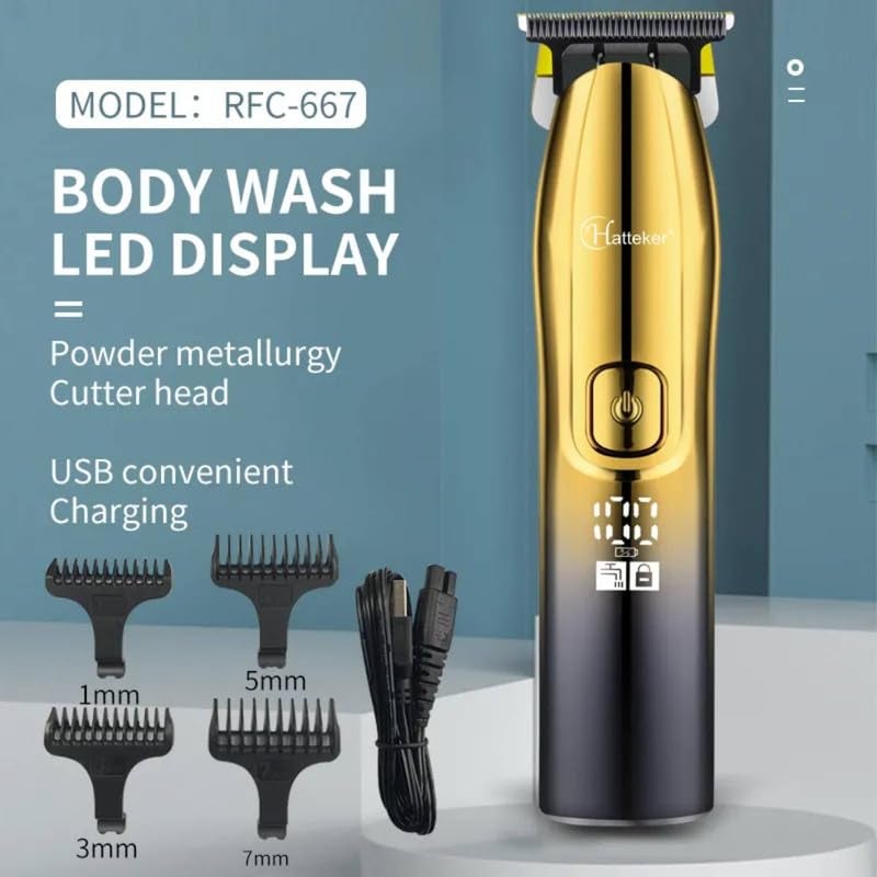 Hatteker HT667 Digital Display Pro Li Outliner Cordless T Blade Trimmer Professional 01 Gaped Outlining For Barbers 01Mm Balding Shape up IPX7 Waterproof Powerful Rotary Motor 180 Min Runtime - Image 5