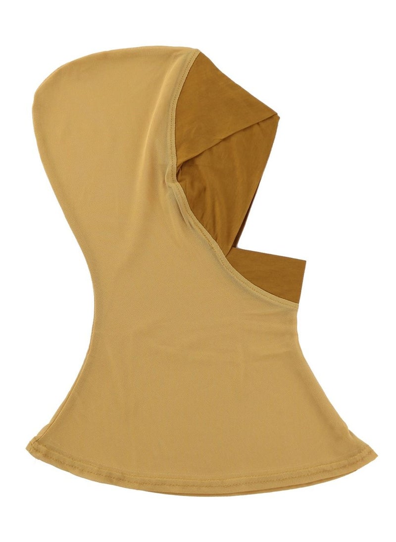 Loquat - Women's Modal Net Stitching Long Scarf Solid Color Stretch Hijab Inner Cap Camel - Image 1