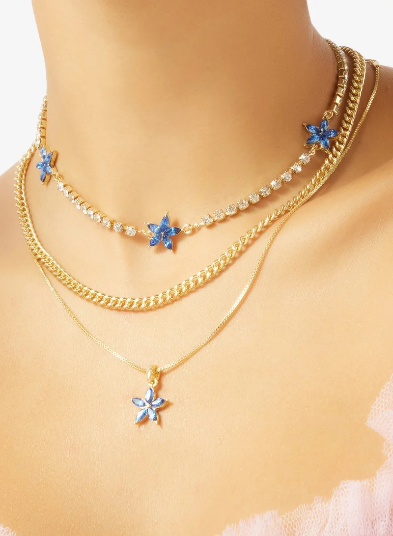 Layered Choker Necklaces Rhinestone Embellished
