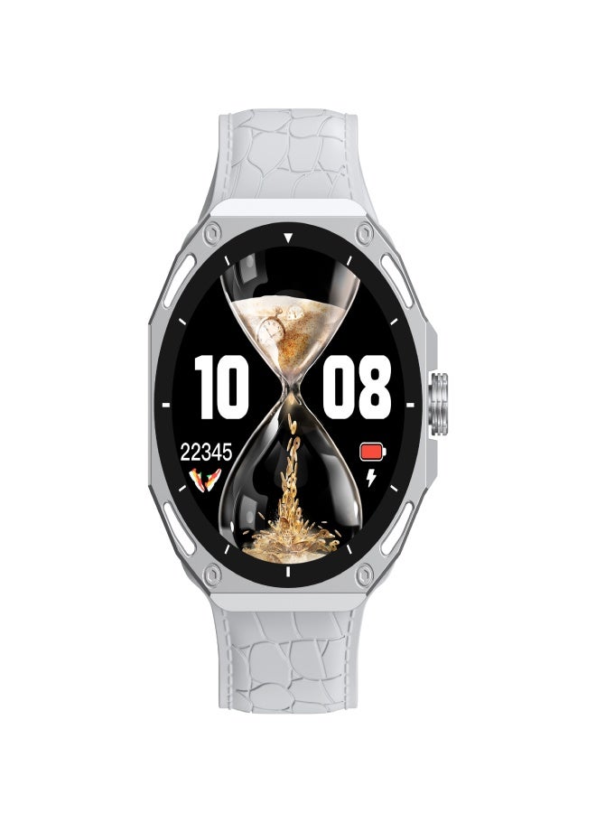 AROAQ V18ProMax Smartwatch – 1.52" Display, Heart Rate & Temperature Monitor, BT Calling & Music, Fitness Tracker, Multi-Sports Modes, Magnetic Charging – Compatible with Android & iOS ( Leather Strap, Gray) - Image 2