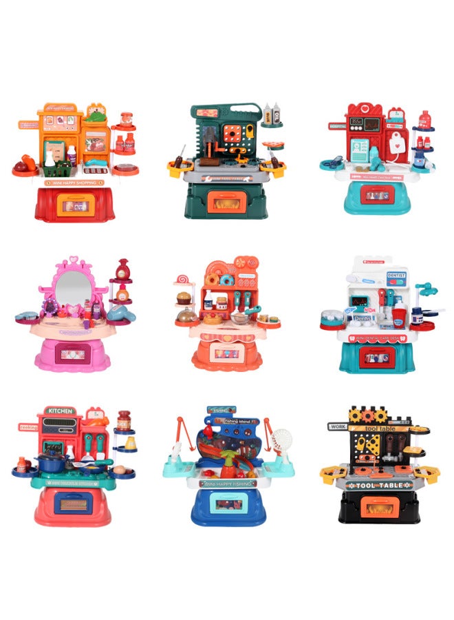 Kindergarten Baby Play House Kitchen Series Holiday Gifts Children's Simulation Makeup Small Table Toys-Color:Ice Cream Table 8057WB-【window Box 1.1kg】】 - Image 2