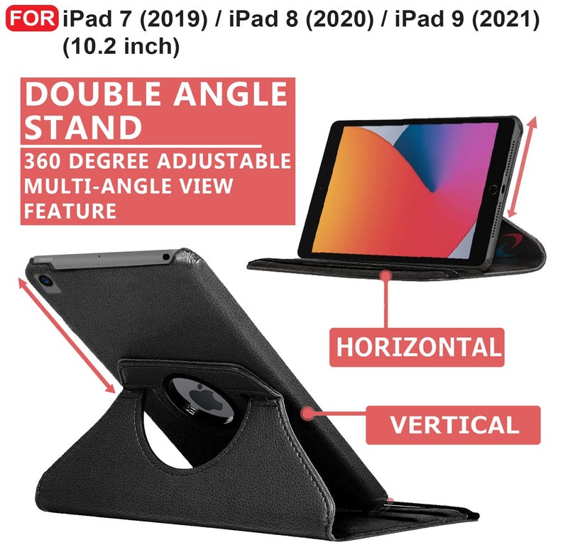 Cedo iPad 7 (7th Gen) / 8 (8th Gen) / 9 (9th Gen) 10.2 inch Flip Cover | Leather Finish | 360 Degree Rotate Flip Cover | Shockproof Back Case for iPad 7th / 8th / 9th Gen 10.2 inch (Black) - Image 2