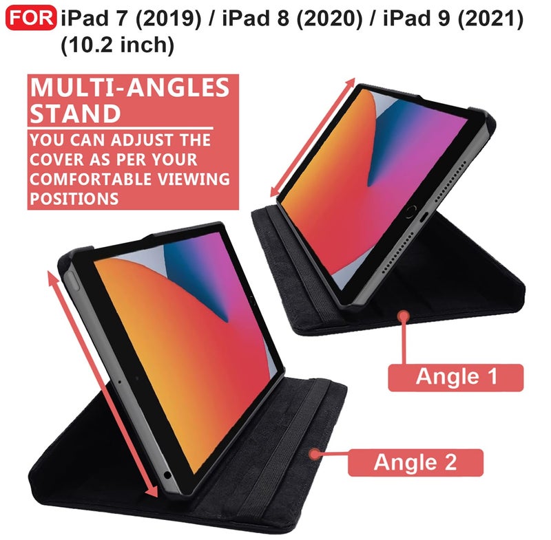 Cedo iPad 7 (7th Gen) / 8 (8th Gen) / 9 (9th Gen) 10.2 inch Flip Cover | Leather Finish | 360 Degree Rotate Flip Cover | Shockproof Back Case for iPad 7th / 8th / 9th Gen 10.2 inch (Black) - Image 5