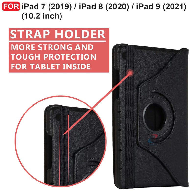 Cedo iPad 7 (7th Gen) / 8 (8th Gen) / 9 (9th Gen) 10.2 inch Flip Cover | Leather Finish | 360 Degree Rotate Flip Cover | Shockproof Back Case for iPad 7th / 8th / 9th Gen 10.2 inch (Black) - Image 3