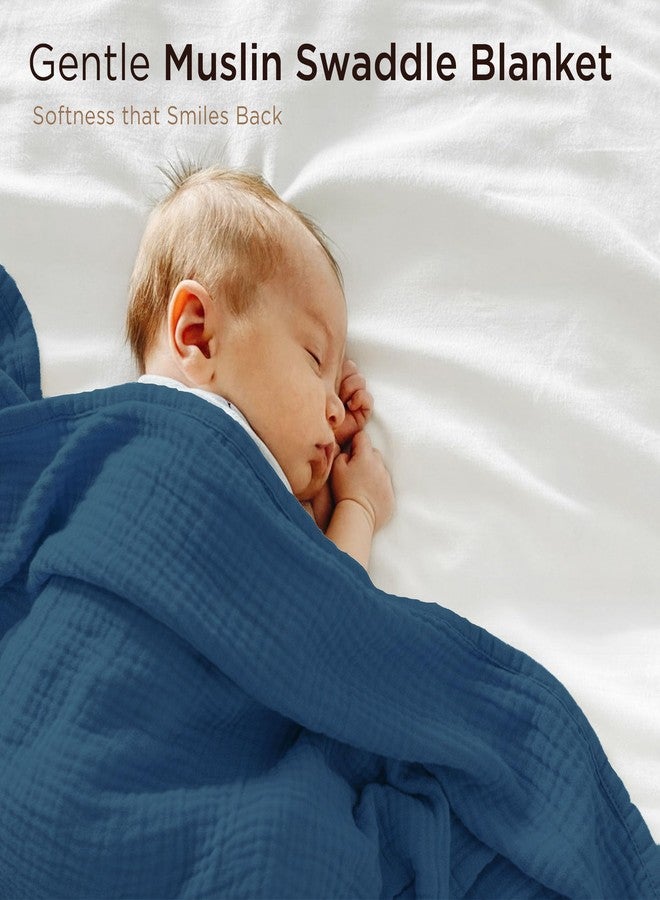 Threadmill Muslin Baby Blanket | 4 Layer Swaddle Blankets for Newborns| Multi Use Muslin Blankets 41 x 37| Ultra-Soft Breathable Baby Wrap for Boys & Girls| Registry Essential| Folkstone Blue - Image 2