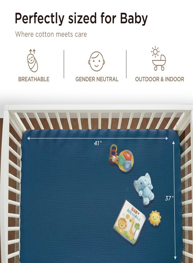 Threadmill Muslin Baby Blanket | 4 Layer Swaddle Blankets for Newborns| Multi Use Muslin Blankets 41 x 37| Ultra-Soft Breathable Baby Wrap for Boys & Girls| Registry Essential| Folkstone Blue - Image 4