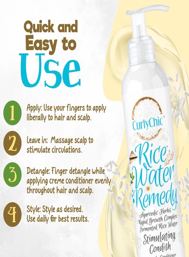 Curly Chic CurlyChic Rice Water Remedy Stimulating Condish - Ayurvedic Herbs, Fermented Rice Water, Lightweight Leave-In Conditioner for Healthy Hair Growth and Hydration - Sulfate, Paraben-Free - 8 fl oz - Image 4