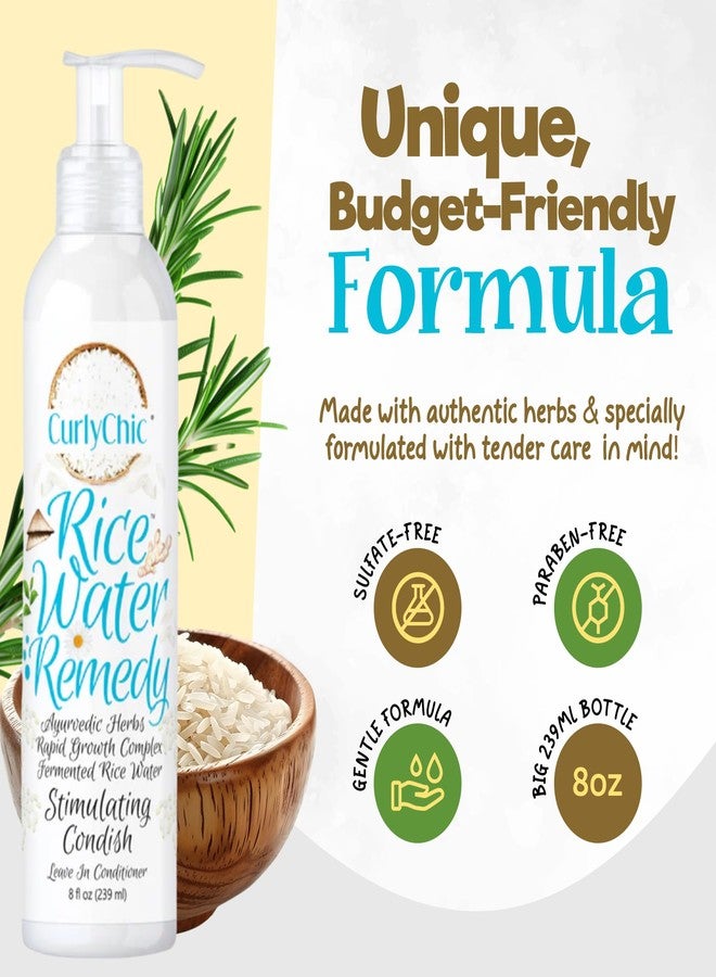 Curly Chic CurlyChic Rice Water Remedy Stimulating Condish - Ayurvedic Herbs, Fermented Rice Water, Lightweight Leave-In Conditioner for Healthy Hair Growth and Hydration - Sulfate, Paraben-Free - 8 fl oz - Image 3