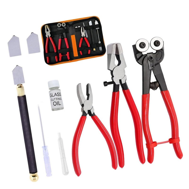 Heavy Duty Glass Cutting Tools 10Pcs Precisions Running Pliers With Storage - Image 5