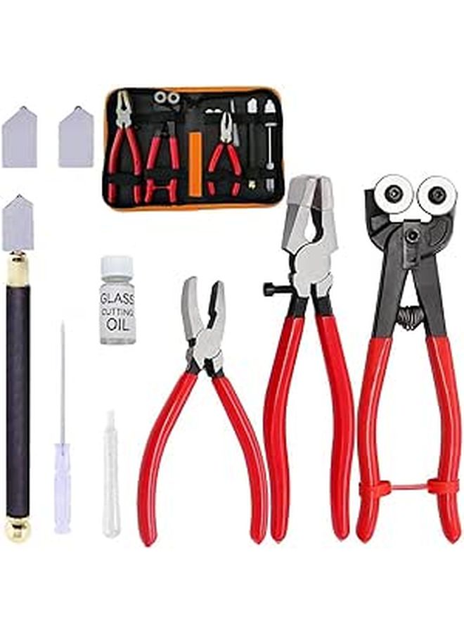 Heavy Duty Glass Cutting Tools 10Pcs Precisions Running Pliers With Storage - Image 1