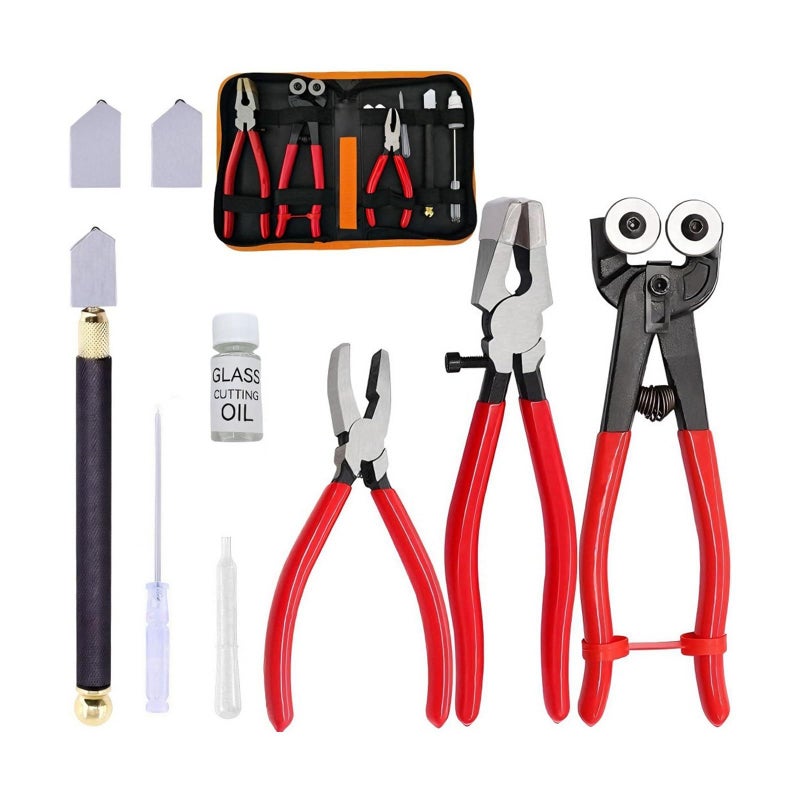 Heavy Duty Glass Cutting Tools 10Pcs Precisions Running Pliers With Storage - Image 2