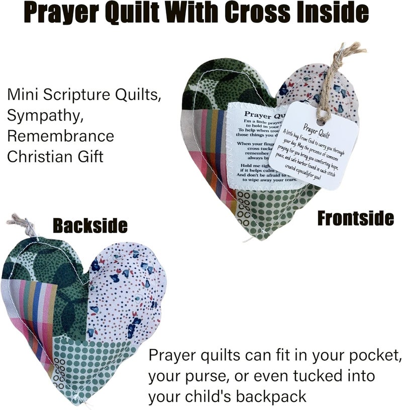 hom&us 2-Pack Handmade Prayer Quilt with Cross Inside, Pocket Size Comfort Quilts, Christian Sympathy Gift, 4 x 4 inches - Image 2