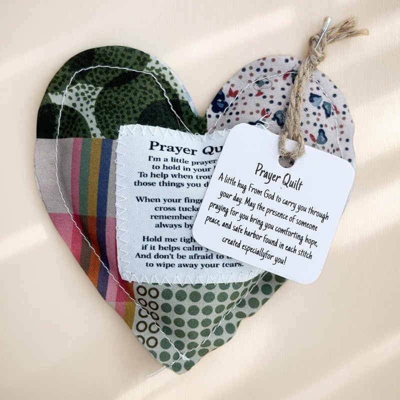 hom&us 2-Pack Handmade Prayer Quilt with Cross Inside, Pocket Size Comfort Quilts, Christian Sympathy Gift, 4 x 4 inches - Image 1