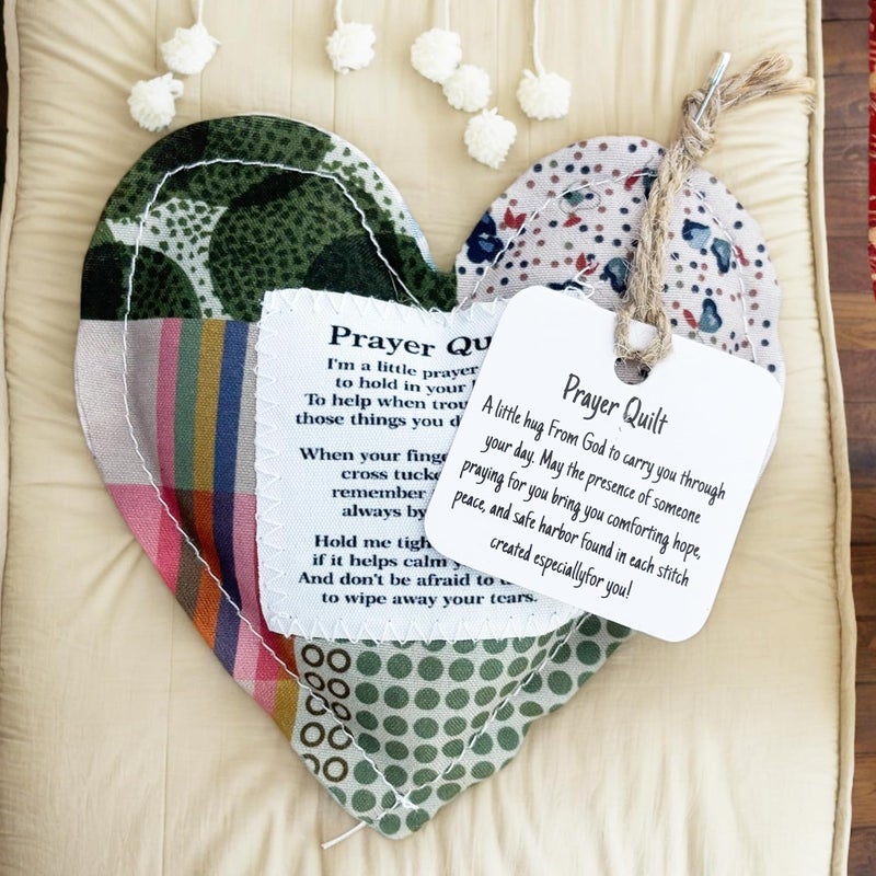 hom&us 2-Pack Handmade Prayer Quilt with Cross Inside, Pocket Size Comfort Quilts, Christian Sympathy Gift, 4 x 4 inches - Image 3