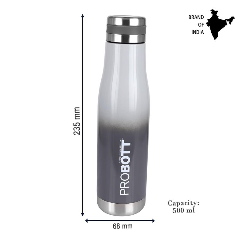 PROBOTT Probott Companion Water Bottle, Stainless Steel Water Bottles, Thermoses Vacuum Insulated Flask, 500ml, Grey | Hot and Cold | Easy to Carry | Leak Proof | Tea | Coffee | Office| Gym | Travel  - Image 4