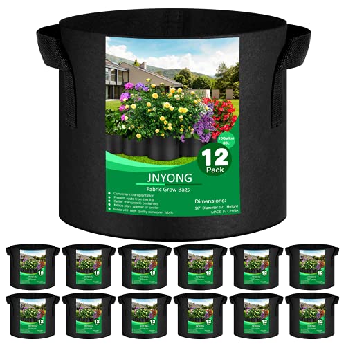 JNYONG 12-Pack 10 Gallon Thickened Non-Woven Grow Bags, Aeration Fabric Pots with Handles - Image 1