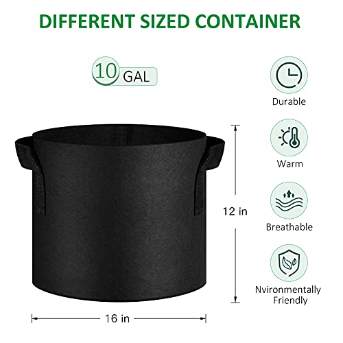JNYONG 12-Pack 10 Gallon Thickened Non-Woven Grow Bags, Aeration Fabric Pots with Handles - Image 2