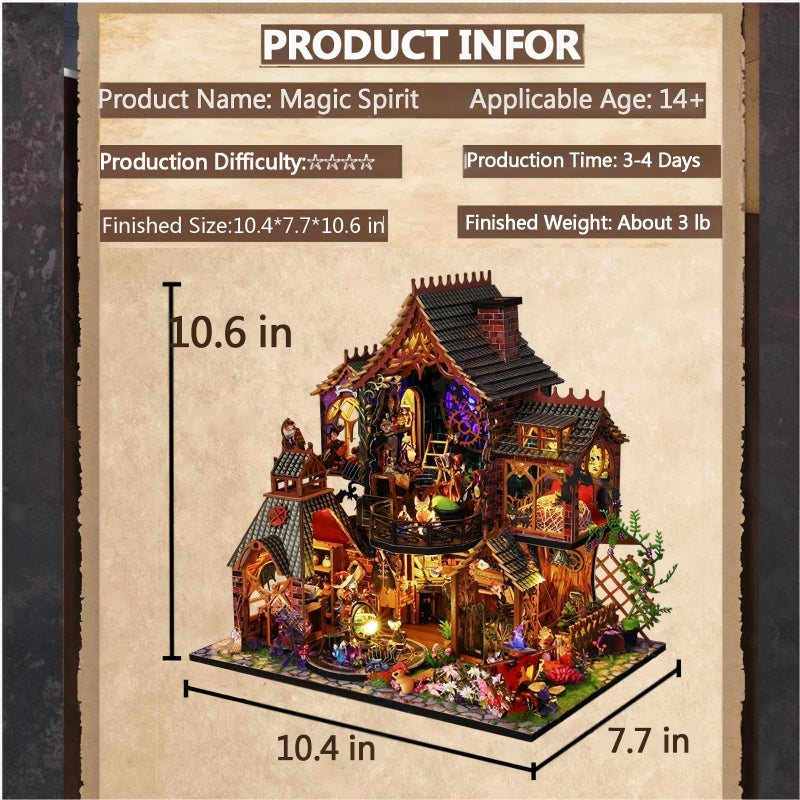 OZJAY Miniature House Kit, Mini House Building Kit with Furniture, DIY Miniature Kit for Adults Teen, Dollhouse Kit for Birthday Christmas, Magic Spirit - Image 3