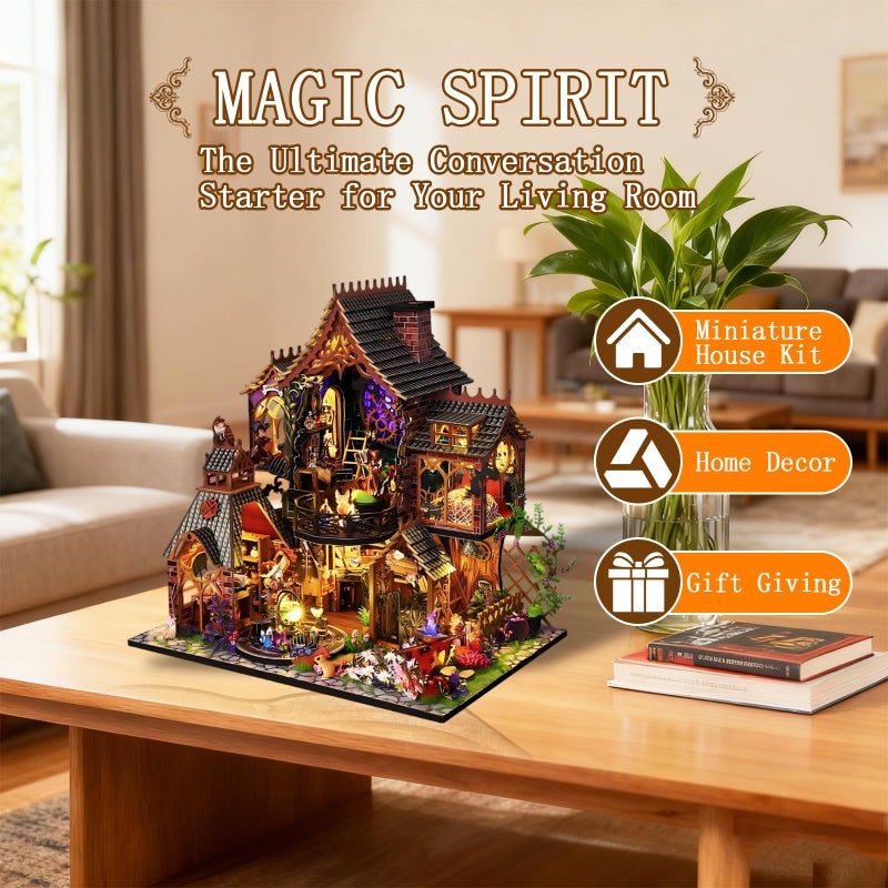 OZJAY Miniature House Kit, Mini House Building Kit with Furniture, DIY Miniature Kit for Adults Teen, Dollhouse Kit for Birthday Christmas, Magic Spirit - Image 2