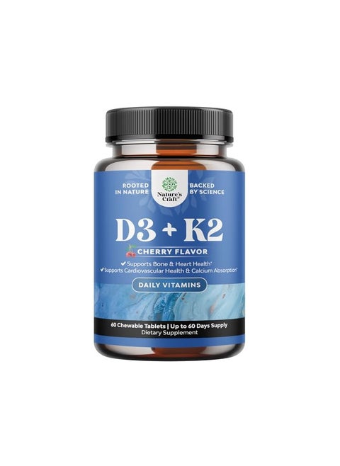 Vitamin D3 with K2 MK7 Supplement - Vitamin D3 2000 IU Tablets and Vitamin K2 for Immune Support Bone Health Heart Health Joint Support Bone Strength and Mood Boost - VIT D3 K2 Immune System Support