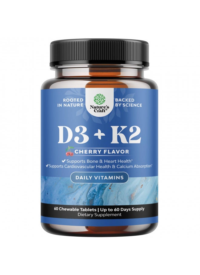 Vitamin D3 with K2 MK7 Supplement - Vitamin D3 2000 IU Tablets and Vitamin K2 for Immune Support Bone Health Heart Health Joint Support Bone Strength and Mood Boost - VIT D3 K2 Immune System Support