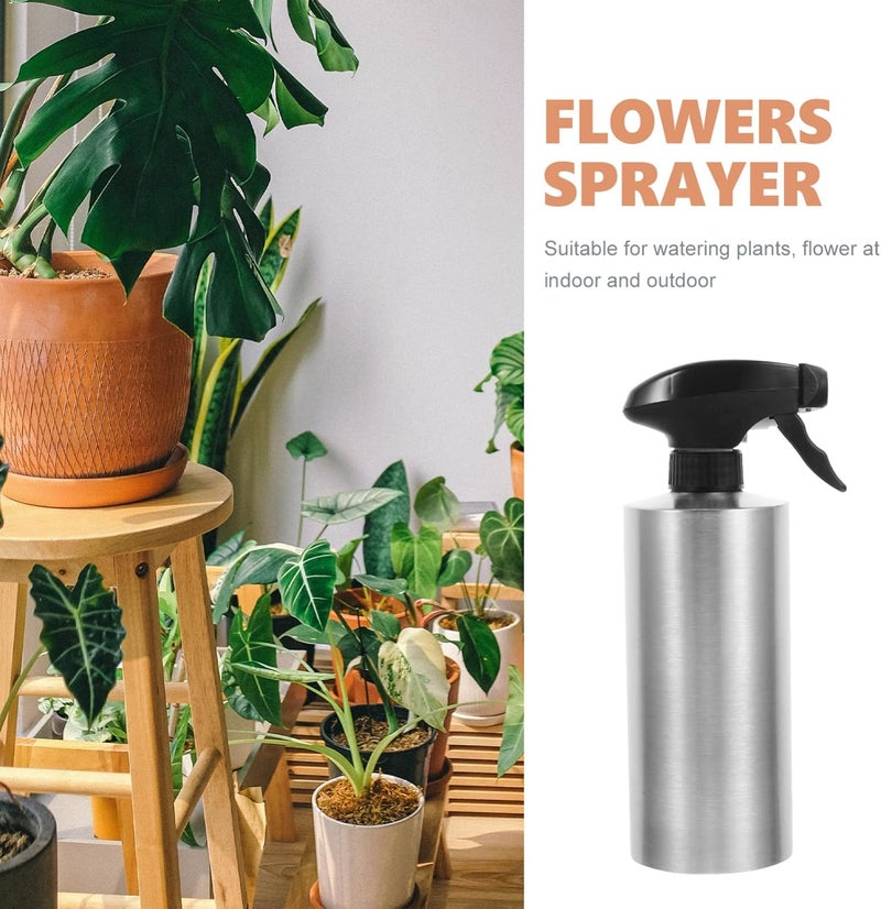 Vaguelly Mist Spray Bottle Stainless Steel Continuous Spray Bottle Spray Bottle Refillable Plant Mister Sprayer Bottle for Hair Styling Garden Misting Skin Care 550ML - Image 3