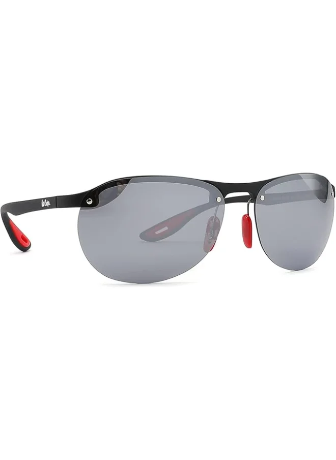 Lee Cooper Polarized Sunglasses Matt Black  Frame Grey with Silver mirror  Mirror Lens 63mm  - LC1020C03
