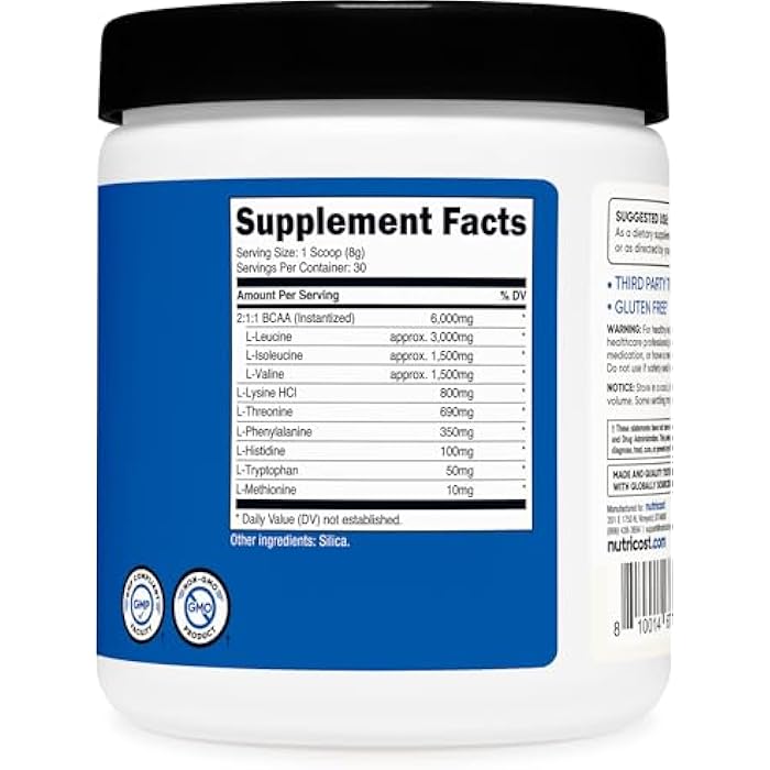 Nutricost EAA Powder 30 Servings (Unflavored) - Essential Amino Acids - Non-GMO, Gluten Free, Vegetarian Friendly - Image 5
