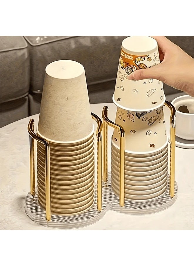 Generic - Luxury 2 Seat Paper Cup Holder, Versatile Storage Holder for Disposable Cups, Coffee Cups or Tea Cups on Desk (Gold) - Image 1