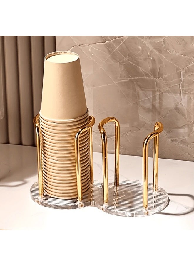 Generic - Luxury 2 Seat Paper Cup Holder, Versatile Storage Holder for Disposable Cups, Coffee Cups or Tea Cups on Desk (Gold) - Image 1