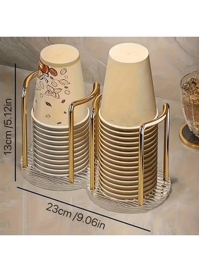 Generic - Luxury 2 Seat Paper Cup Holder, Versatile Storage Holder for Disposable Cups, Coffee Cups or Tea Cups on Desk (Gold) - Image 1