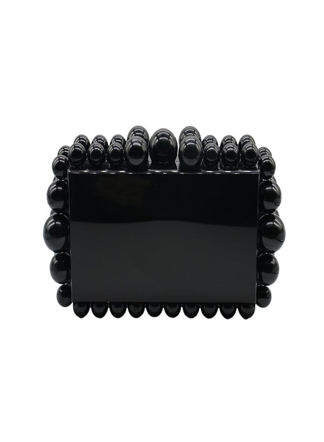 Tngan Women Acrylic Evening Clutch Box Purse Marble Handbag for Wedding Cocktail Party Banquet, Black - Image 1