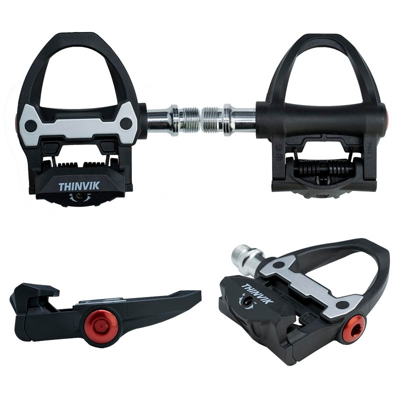 Thinvik دواسات دراجة Thinvik ذاتية القفل لنظام Shimano SPD SL دواسات دراجة جبلية بدون مشبك مع مشابك SPD محور 54 مم - Image 2