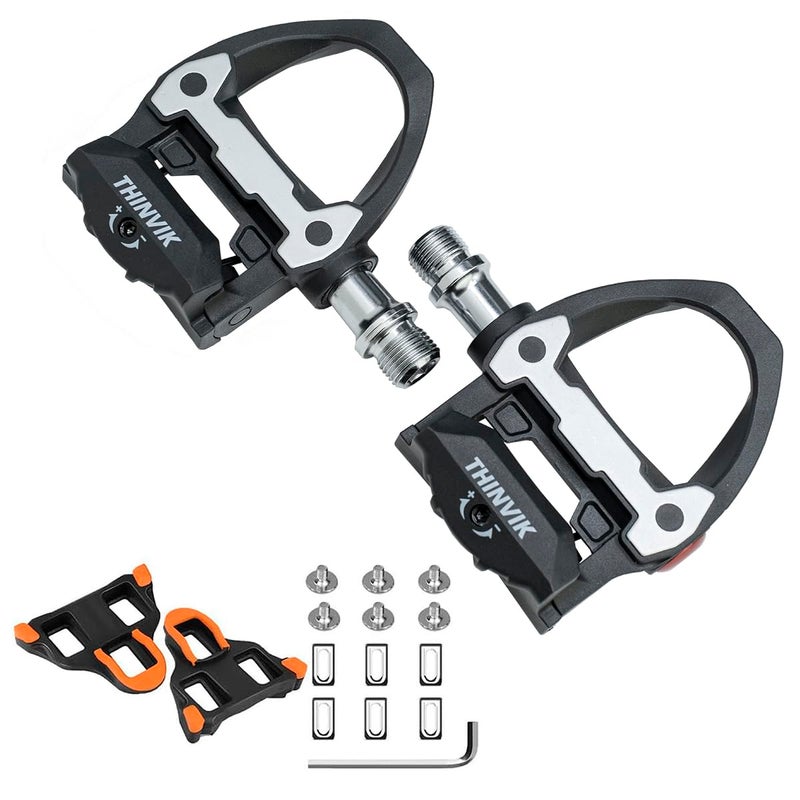 Thinvik دواسات دراجة Thinvik ذاتية القفل لنظام Shimano SPD SL دواسات دراجة جبلية بدون مشبك مع مشابك SPD محور 54 مم - Image 1