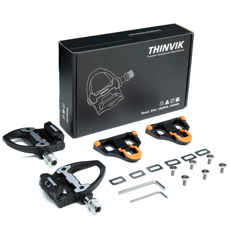 Thinvik دواسات دراجة Thinvik ذاتية القفل لنظام Shimano SPD SL دواسات دراجة جبلية بدون مشبك مع مشابك SPD محور 54 مم - Image 3