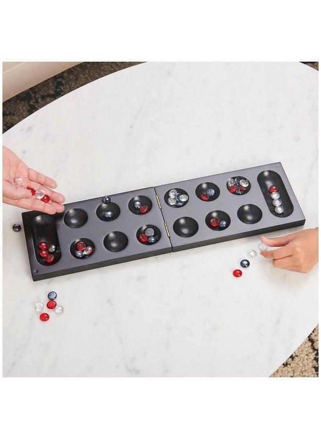 Spin Master Games - Legacy Deluxe Mancala Classic Game With Folding Wooden Game Board And Colored Glass Stones Family Game For Ages 8 And Up - Image 1