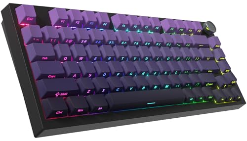 COSTOM WK75 75% Wireless Gaming Mechanical Keyboard,BT5.0/2.4GHz/USB-C, Hot Swappable Pre-lubed Custom Linear Switches,Gasket Structure,RGB Backlit Keyboard for PC/Laptop/Xbox/PS4/PS5 (Purple) - Image 1