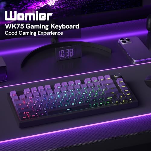 COSTOM WK75 75% Wireless Gaming Mechanical Keyboard,BT5.0/2.4GHz/USB-C, Hot Swappable Pre-lubed Custom Linear Switches,Gasket Structure,RGB Backlit Keyboard for PC/Laptop/Xbox/PS4/PS5 (Purple) - Image 2