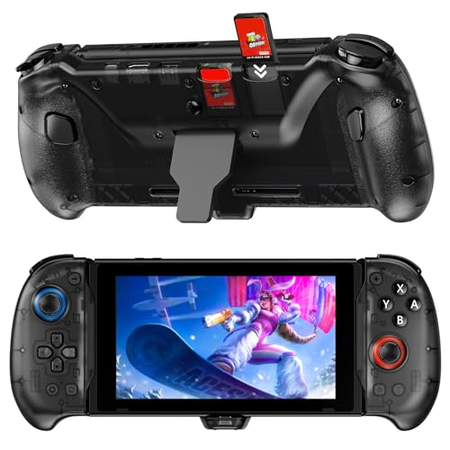 NexiGo Hall Effect Gripcon with Kickstand and HDMI Out for TV Docking, Hall Sensing Joystick for Switch/Switch OLED, Handheld Mode, 4K/1080P Supported HDMI and USB 3.0 Port, Black - Image 1
