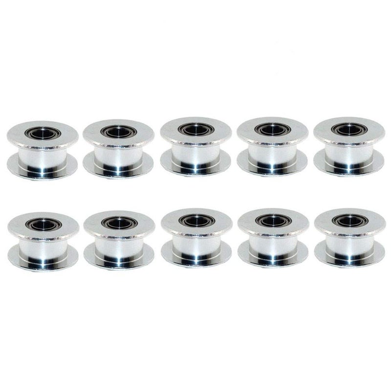 3Dman GT2 20 Toothless Bore 5mm Aluminum Timing Belt Idler Pulley for 6mm Width 3D Printers (10pcs) - Image 1
