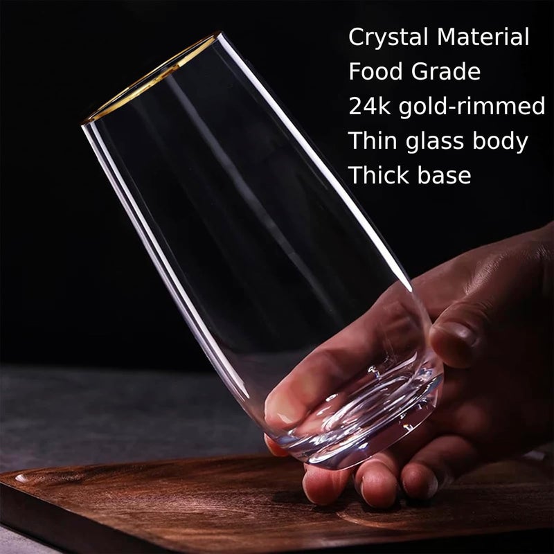 Icesip Drinking Glasses Set of 6, 18 oz Gold Rimmed Glassware Cups Drinking Crystal Tall Highball Glasses Drinking Set for Mojito Juice Water Beverage Cocktail - Image 4