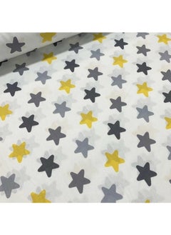Bebek Özel Baby Special Cotton Baby and Kids Fitted Sheet with Large Yellow Gray Stars 40 x 80 cm 