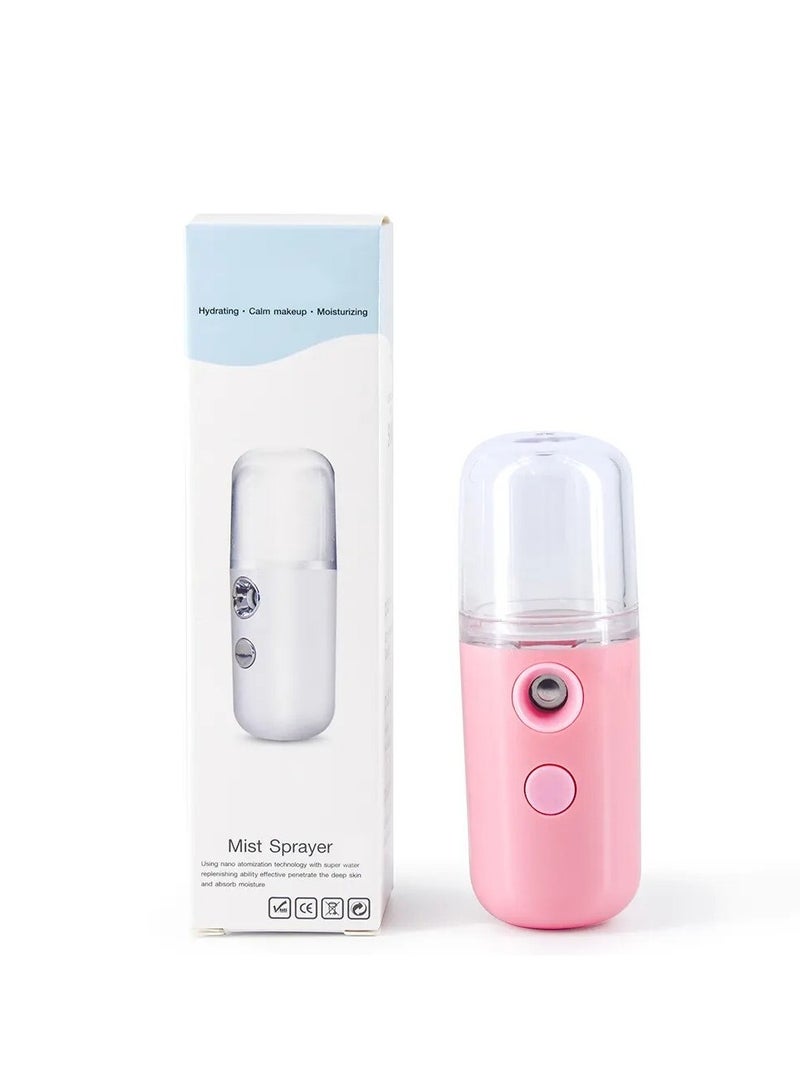 Portable Nano Mist Sprayer Moisturizing & Hydrating Facial Makeup, Skin Care, Eyelash Extensions - Pink - Image 2
