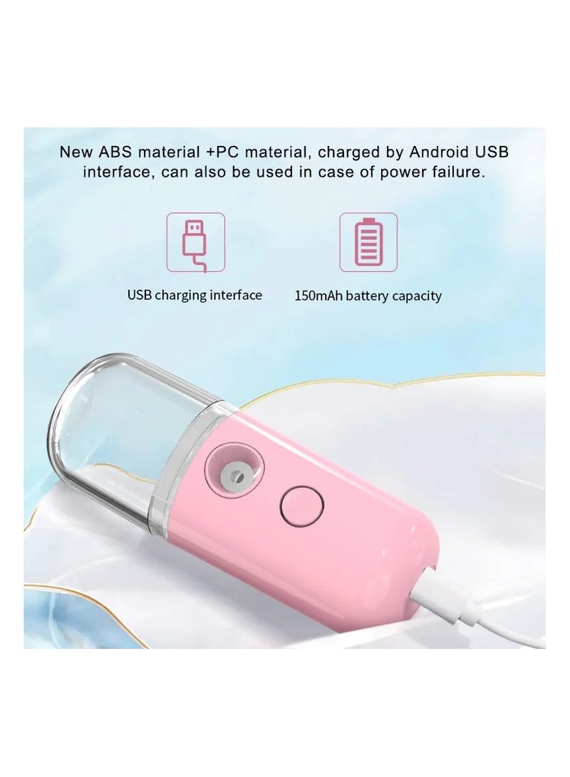 Portable Nano Mist Sprayer Moisturizing & Hydrating Facial Makeup, Skin Care, Eyelash Extensions - Pink - Image 3